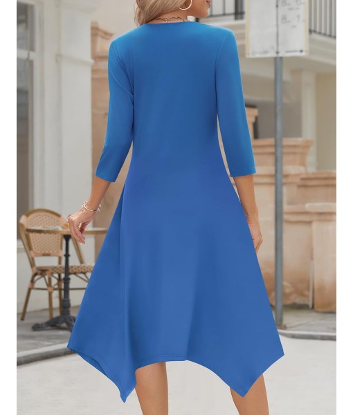 Zeagoo Midi Women 3/4 Sleeve Dress Casual Dresses with Pockets 2025 Fall A Line Dress Elegant Formal Modest Dresses