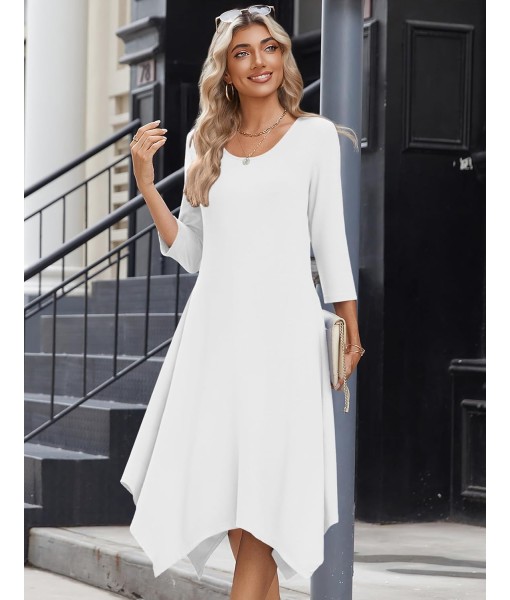 Zeagoo Midi Women 3/4 Sleeve Dress Casual Dresses with Pockets 2025 Fall A Line Dress Elegant Formal Modest Dresses