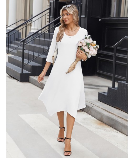 Zeagoo Midi Women 3/4 Sleeve Dress Casual Dresses with Pockets 2025 Fall A Line Dress Elegant Formal Modest Dresses