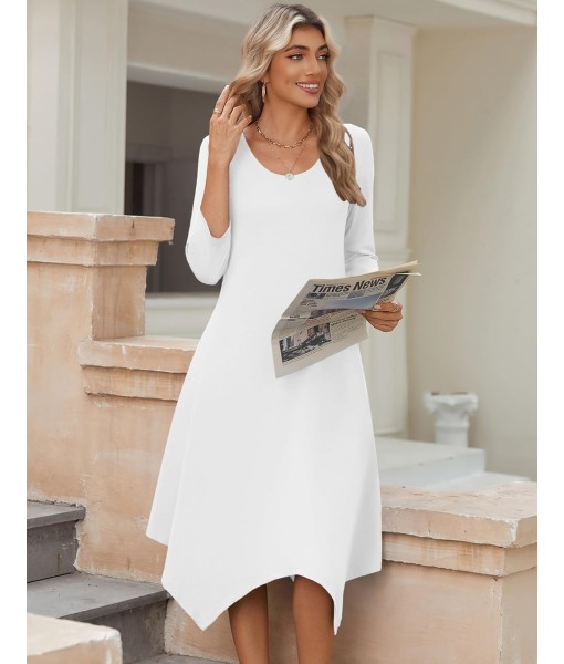Zeagoo Midi Women 3/4 Sleeve Dress Casual Dresses with Pockets 2025 Fall A Line Dress Elegant Formal Modest Dresses