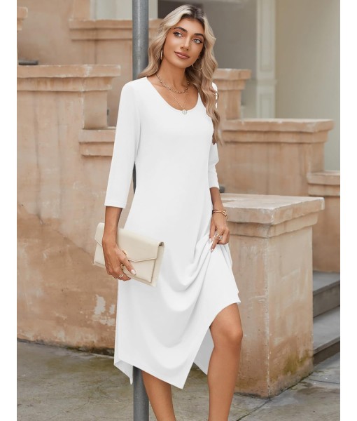 Zeagoo Midi Women 3/4 Sleeve Dress Casual Dresses with Pockets 2025 Fall A Line Dress Elegant Formal Modest Dresses