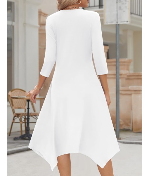 Zeagoo Midi Women 3/4 Sleeve Dress Casual Dresses with Pockets 2025 Fall A Line Dress Elegant Formal Modest Dresses