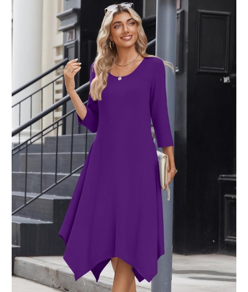 Zeagoo Midi Women 3/4 Sleeve Dress Casual Dresses with Pockets 2025 Fall A Line Dress Elegant Formal Modest Dresses