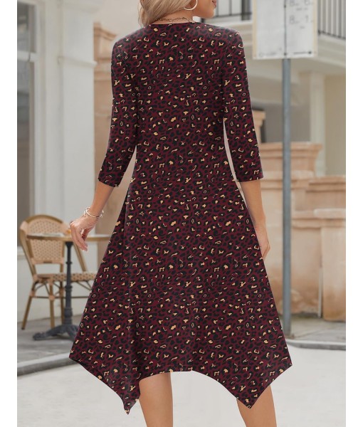 Zeagoo Midi Women 3/4 Sleeve Dress Casual Dresses with Pockets 2025 Fall A Line Dress Elegant Formal Modest Dresses