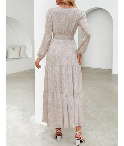ZESICA Women's 2025 Fall Long Sleeve Maxi Dress Floral Print V Neck Empire Waist A Line Tiered Flowy Boho Party Dresses