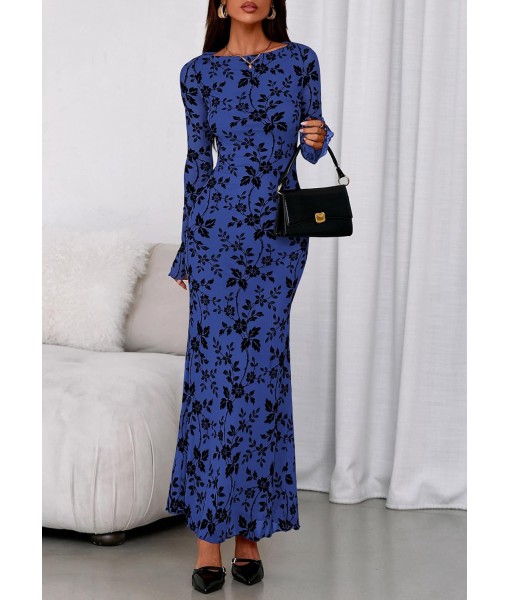 PRETTYGARDEN Women's Floral Bodycon Maxi Dress 2025 Fall Elegant Mesh Long Sleeve Formal Wedding Guest Cocktail Dresses