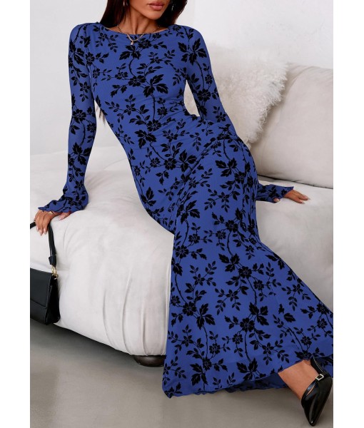 PRETTYGARDEN Women's Floral Bodycon Maxi Dress 2025 Fall Elegant Mesh Long Sleeve Formal Wedding Guest Cocktail Dresses