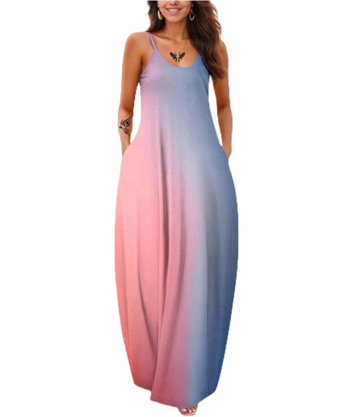 Women's Summer Maxi Dress Long Dress Casual Boho Sleeveless Strap Smocked Tiered Long Beach Sun Dresses