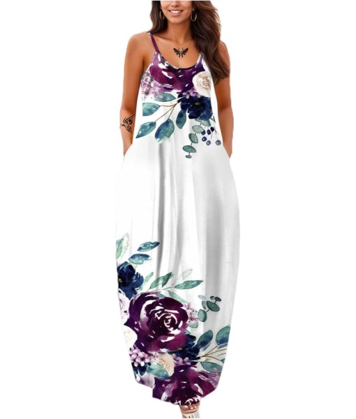 Women's Summer Maxi Dress Long Dress Casual Boho Sleeveless Strap Smocked Tiered Long Beach Sun Dresses