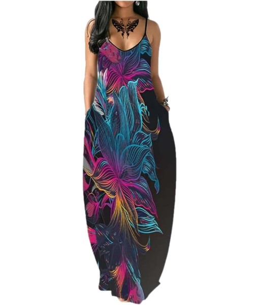 Women's Summer Maxi Dress Long Dress Casual Boho Sleeveless Strap Smocked Tiered Long Beach Sun Dresses