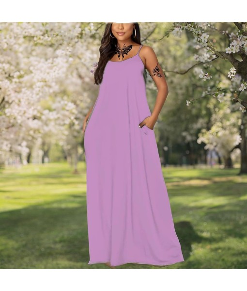 Women's Summer Maxi Dress Long Dress Casual Boho Sleeveless Strap Smocked Tiered Long Beach Sun Dresses