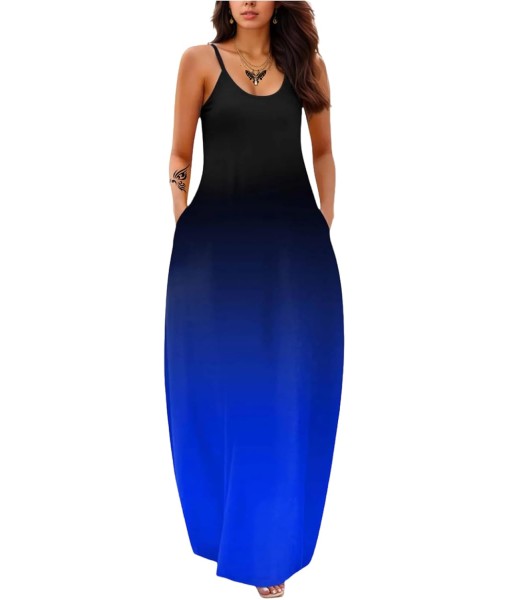 Women's Summer Maxi Dress Long Dress Casual Boho Sleeveless Strap Smocked Tiered Long Beach Sun Dresses