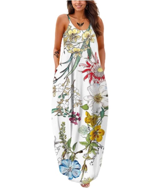Women's Summer Maxi Dress Long Dress Casual Boho Sleeveless Strap Smocked Tiered Long Beach Sun Dresses