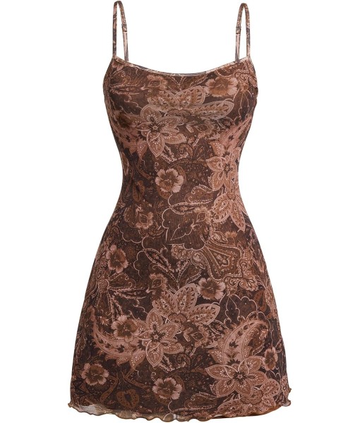 Milumia Women's Vintage 90s Mini Dress Spaghetti Strap Boho Mesh Short Dresses