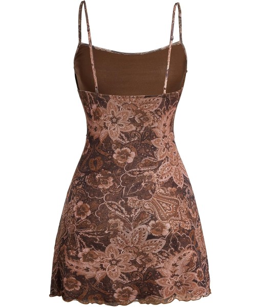 Milumia Women's Vintage 90s Mini Dress Spaghetti Strap Boho Mesh Short Dresses