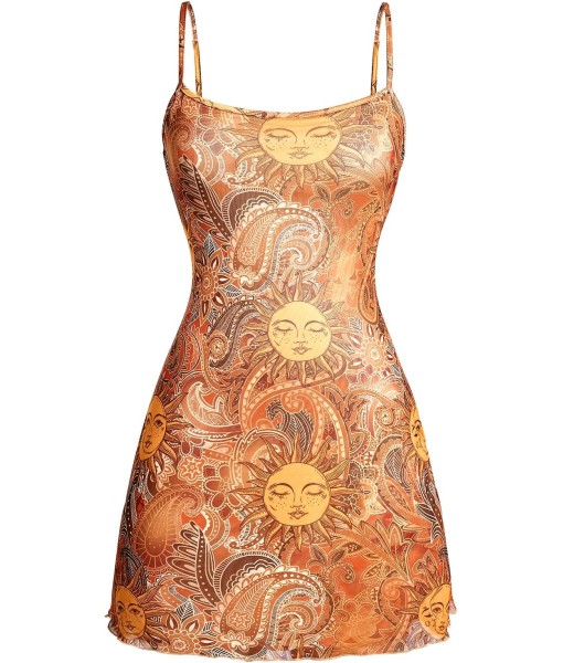 Milumia Women's Vintage 90s Mini Dress Spaghetti Strap Boho Mesh Short Dresses