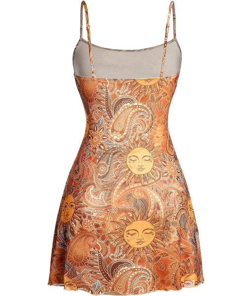 Milumia Women's Vintage 90s Mini Dress Spaghetti Strap Boho Mesh Short Dresses