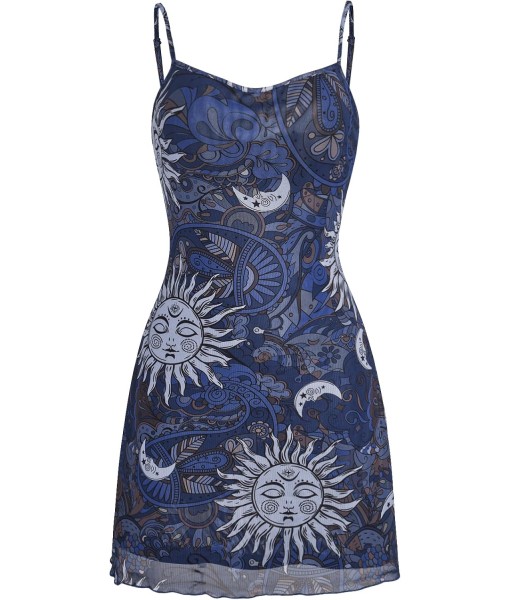 Milumia Women's Vintage 90s Mini Dress Spaghetti Strap Boho Mesh Short Dresses