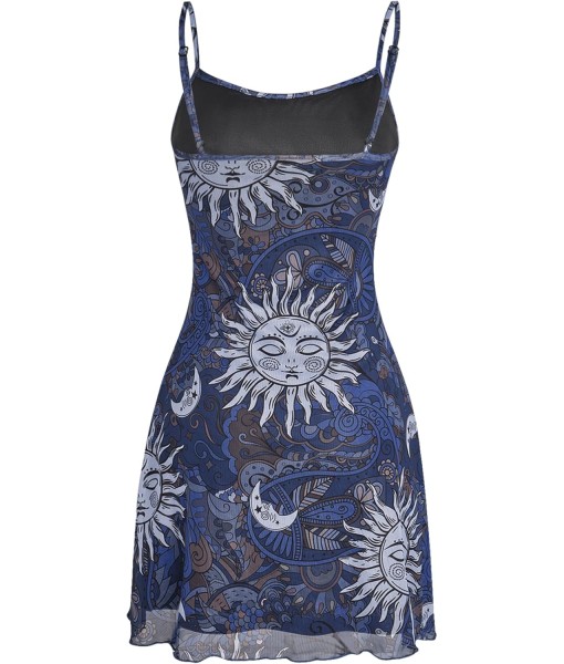 Milumia Women's Vintage 90s Mini Dress Spaghetti Strap Boho Mesh Short Dresses