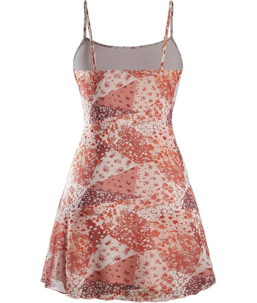Milumia Women's Vintage 90s Mini Dress Spaghetti Strap Boho Mesh Short Dresses