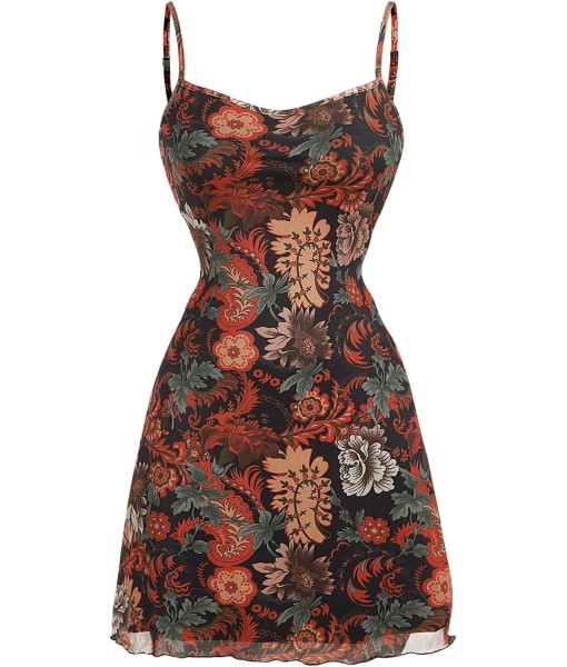 Milumia Women's Vintage 90s Mini Dress Spaghetti Strap Boho Mesh Short Dresses