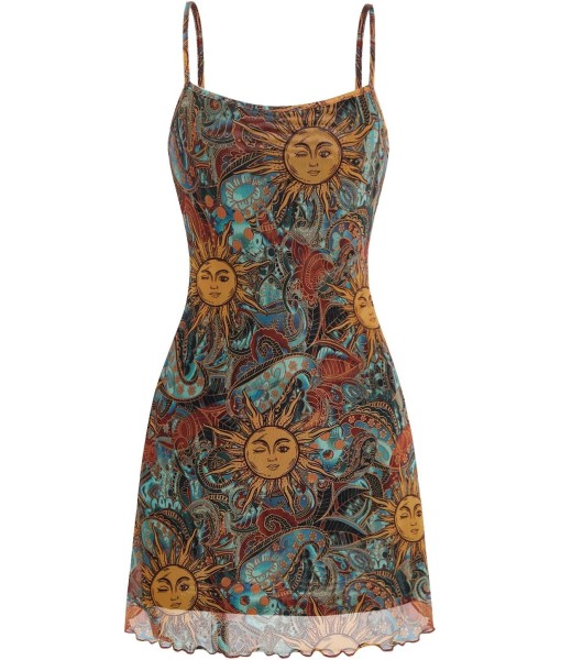 Milumia Women's Vintage 90s Mini Dress Spaghetti Strap Boho Mesh Short Dresses