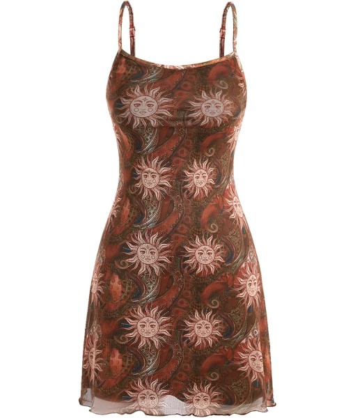Milumia Women's Vintage 90s Mini Dress Spaghetti Strap Boho Mesh Short Dresses