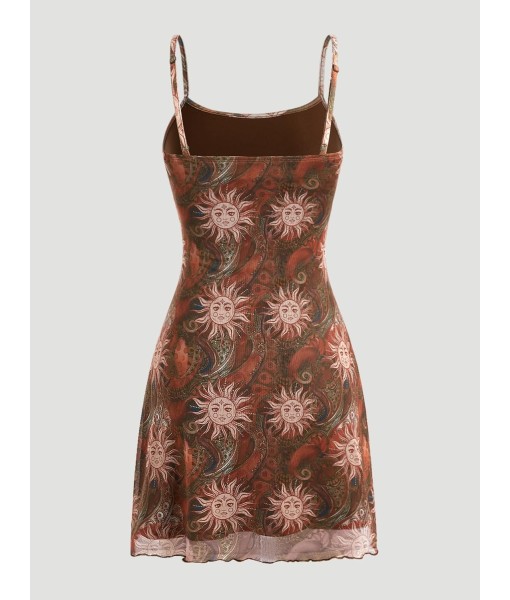 Milumia Women's Vintage 90s Mini Dress Spaghetti Strap Boho Mesh Short Dresses