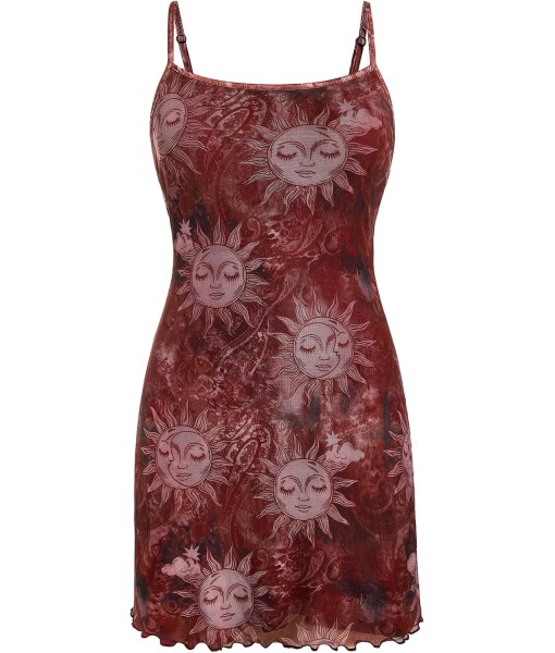 Milumia Women's Vintage 90s Mini Dress Spaghetti Strap Boho Mesh Short Dresses