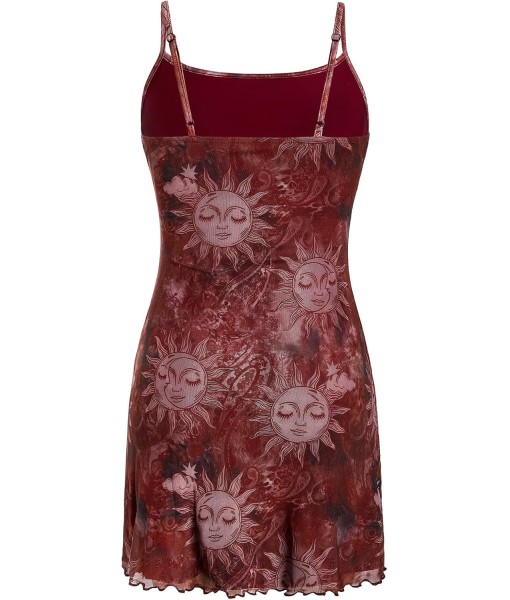 Milumia Women's Vintage 90s Mini Dress Spaghetti Strap Boho Mesh Short Dresses
