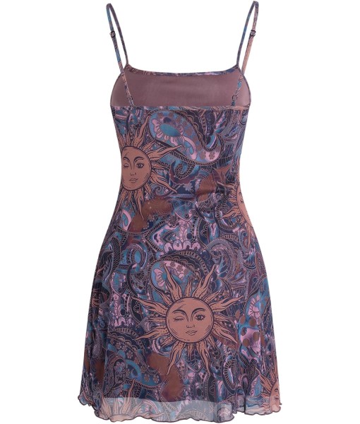 Milumia Women's Vintage 90s Mini Dress Spaghetti Strap Boho Mesh Short Dresses