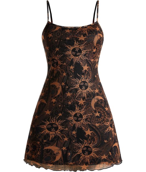 Milumia Women's Vintage 90s Mini Dress Spaghetti Strap Boho Mesh Short Dresses