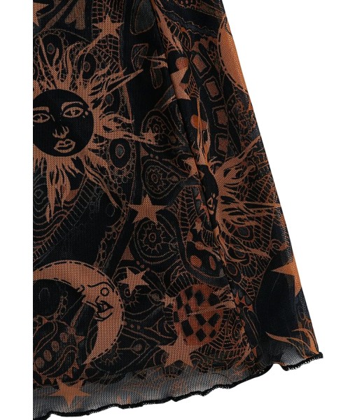 Milumia Women's Vintage 90s Mini Dress Spaghetti Strap Boho Mesh Short Dresses