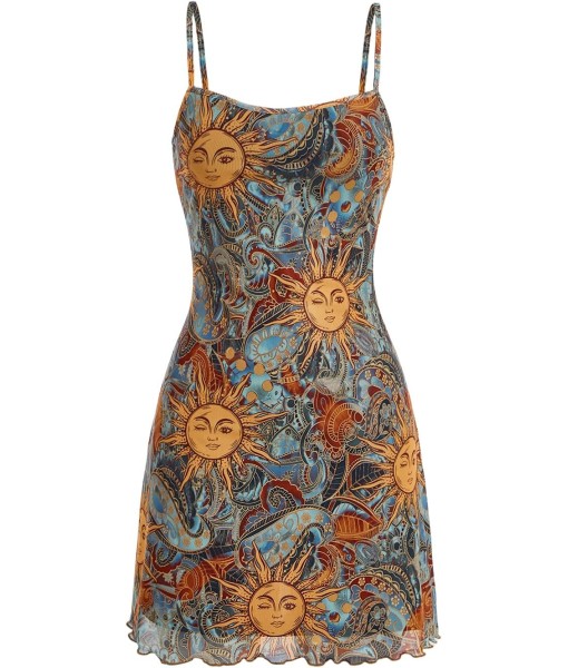 Milumia Women's Vintage 90s Mini Dress Spaghetti Strap Boho Mesh Short Dresses