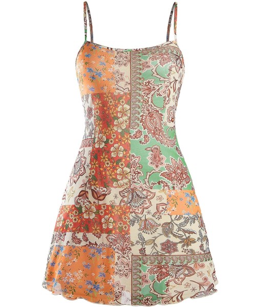 Milumia Women's Vintage 90s Mini Dress Spaghetti Strap Boho Mesh Short Dresses