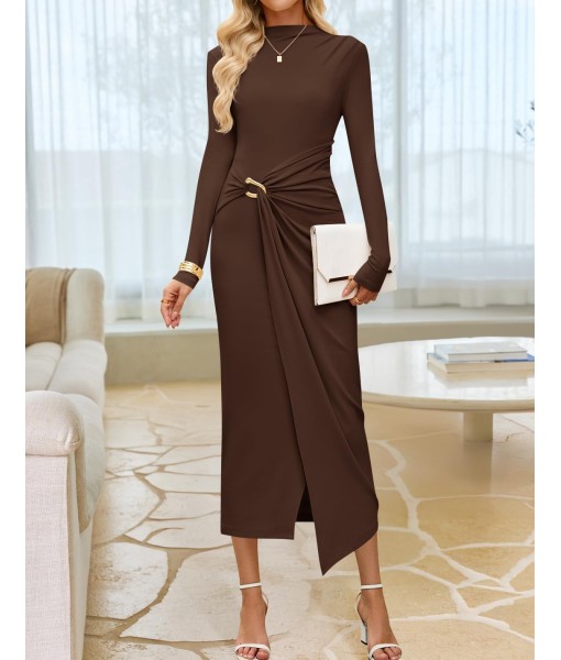 ZESICA Women's 2025 Fall Long Sleeve Bodycon Dress Mock Neck Party Cocktail Wedding Guest Long Midi Dresses