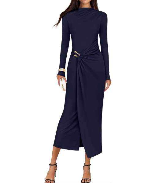 ZESICA Women's 2025 Fall Long Sleeve Bodycon Dress Mock Neck Party Cocktail Wedding Guest Long Midi Dresses