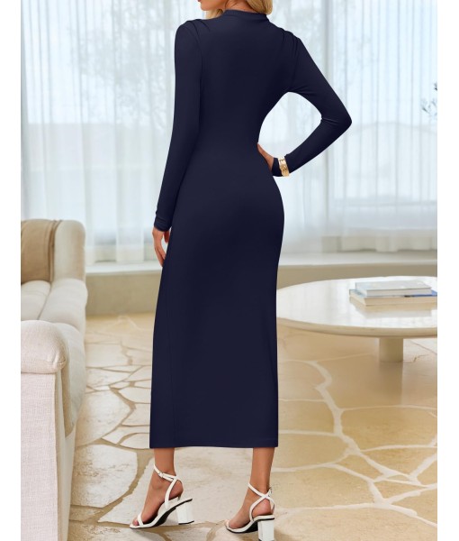 ZESICA Women's 2025 Fall Long Sleeve Bodycon Dress Mock Neck Party Cocktail Wedding Guest Long Midi Dresses
