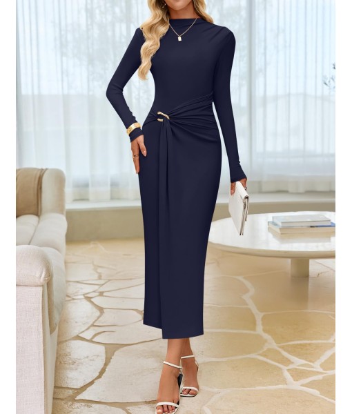 ZESICA Women's 2025 Fall Long Sleeve Bodycon Dress Mock Neck Party Cocktail Wedding Guest Long Midi Dresses