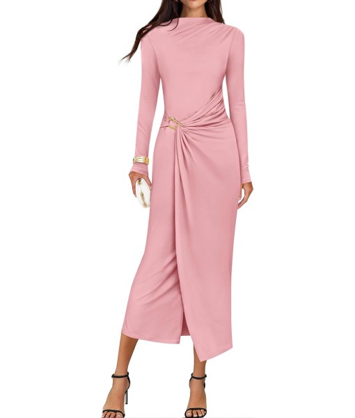 ZESICA Women's 2025 Fall Long Sleeve Bodycon Dress Mock Neck Party Cocktail Wedding Guest Long Midi Dresses