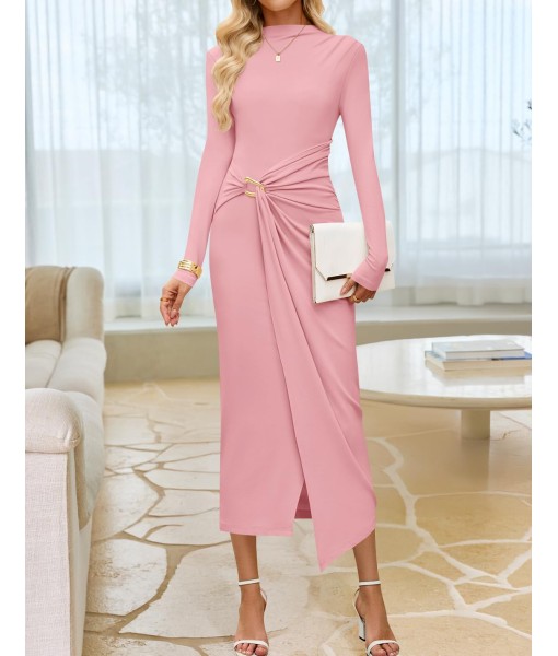 ZESICA Women's 2025 Fall Long Sleeve Bodycon Dress Mock Neck Party Cocktail Wedding Guest Long Midi Dresses