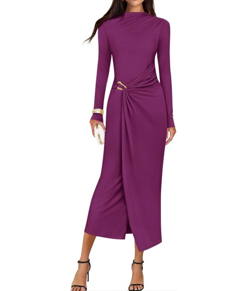 ZESICA Women's 2025 Fall Long Sleeve Bodycon Dress Mock Neck Party Cocktail Wedding Guest Long Midi Dresses