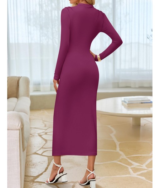ZESICA Women's 2025 Fall Long Sleeve Bodycon Dress Mock Neck Party Cocktail Wedding Guest Long Midi Dresses