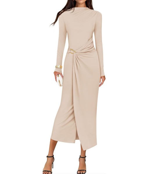 ZESICA Women's 2025 Fall Long Sleeve Bodycon Dress Mock Neck Party Cocktail Wedding Guest Long Midi Dresses