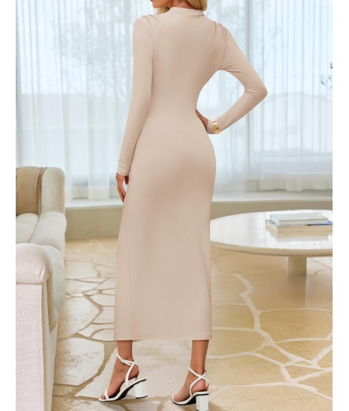 ZESICA Women's 2025 Fall Long Sleeve Bodycon Dress Mock Neck Party Cocktail Wedding Guest Long Midi Dresses
