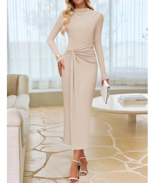 ZESICA Women's 2025 Fall Long Sleeve Bodycon Dress Mock Neck Party Cocktail Wedding Guest Long Midi Dresses