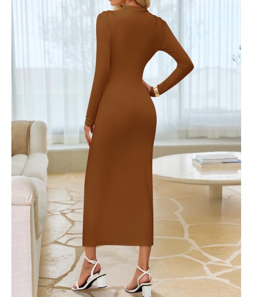 ZESICA Women's 2025 Fall Long Sleeve Bodycon Dress Mock Neck Party Cocktail Wedding Guest Long Midi Dresses