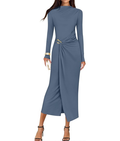 ZESICA Women's 2025 Fall Long Sleeve Bodycon Dress Mock Neck Party Cocktail Wedding Guest Long Midi Dresses