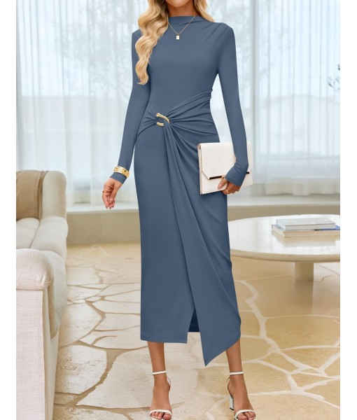 ZESICA Women's 2025 Fall Long Sleeve Bodycon Dress Mock Neck Party Cocktail Wedding Guest Long Midi Dresses
