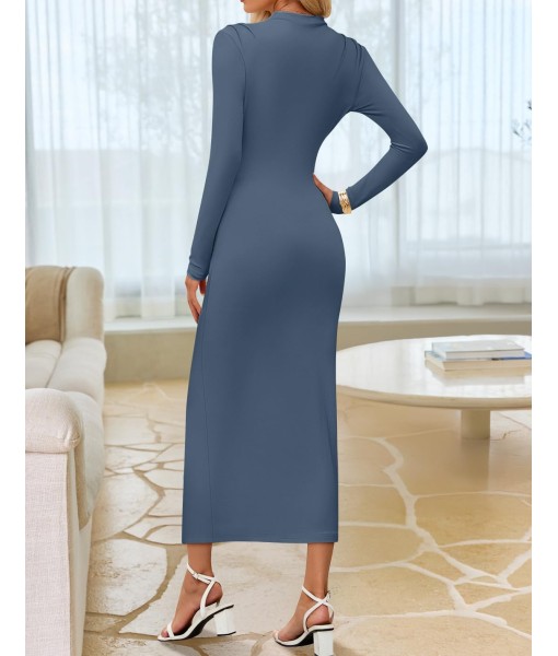 ZESICA Women's 2025 Fall Long Sleeve Bodycon Dress Mock Neck Party Cocktail Wedding Guest Long Midi Dresses